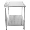Dispenser venstre side 600x650x850mm Med underhylde Med Kant Rustfrit stål | Adexa SWB6065R