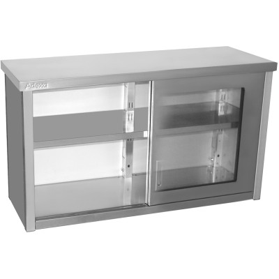 Vægskab med glasskydedøre i rustfrit stål 1200x400x650mm | Adexa SWCGD120402