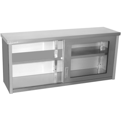 Vægskab med glasskydedøre i rustfrit stål 1400x400x650mm | Adexa SWCGD140402