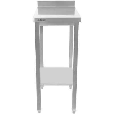 Professionelt arbejdsbord rustfrit stål med underhylde og bagkant 400x600x900mm | Adexa SWT6040B