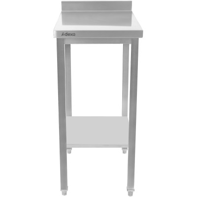 Professionelt arbejdsbord rustfrit stål med underhylde og bagkant 400x700x900mm | Adexa SWT7040B
