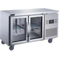 Kølebord med 2 glasdøre, 1350 x 700 x 850 mm | Adexa T147RG