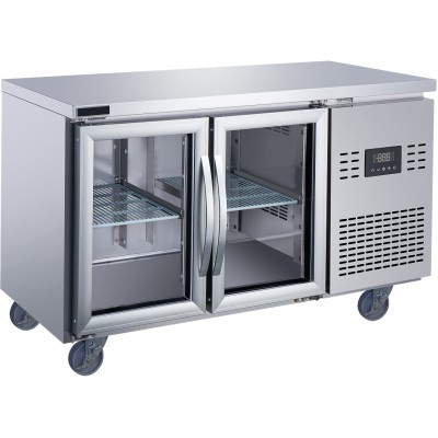Kølebord med 2 glasdøre, 1350 x 700 x 850 mm | Adexa T147RG