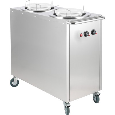 Varm Tallriksdispenser vogn Rustfrit stål 300mm 2x50 tallerkener | Adexa TDDS2