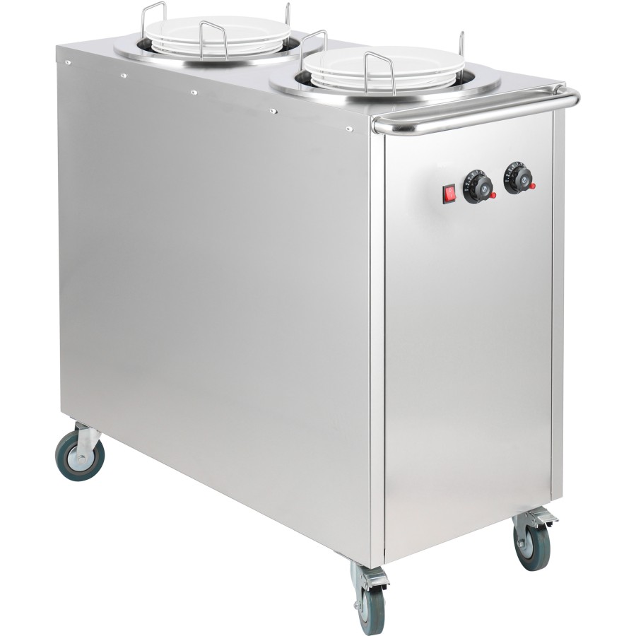 Varm Tallriksdispenser vogn Rustfrit stål 300mm 2x50 tallerkener | Adexa TDDS2