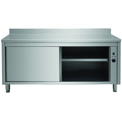 Varmebænk Skydedøre Rustfrit stål Bagside 1600x600x850mm | Adexa VTC166WB