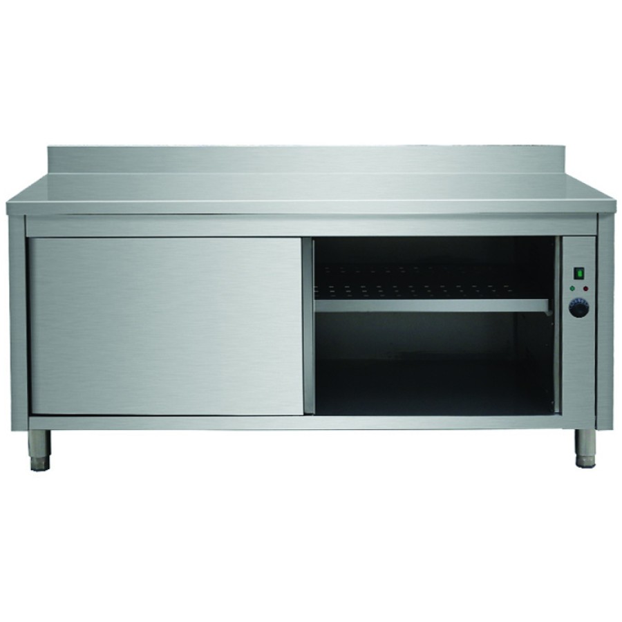Varmebænk Skydedøre Rustfrit stål Bagside 1600x600x850mm | Adexa VTC166WB