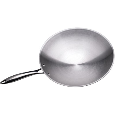 Professionel wokpande med rund bund i rustfrit stål 340mm 1 lag | Adexa SP13410