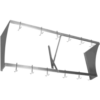 Væghylde med 12 kroge i rustfrit stål 1200x300x300mm | Adexa VMR1230