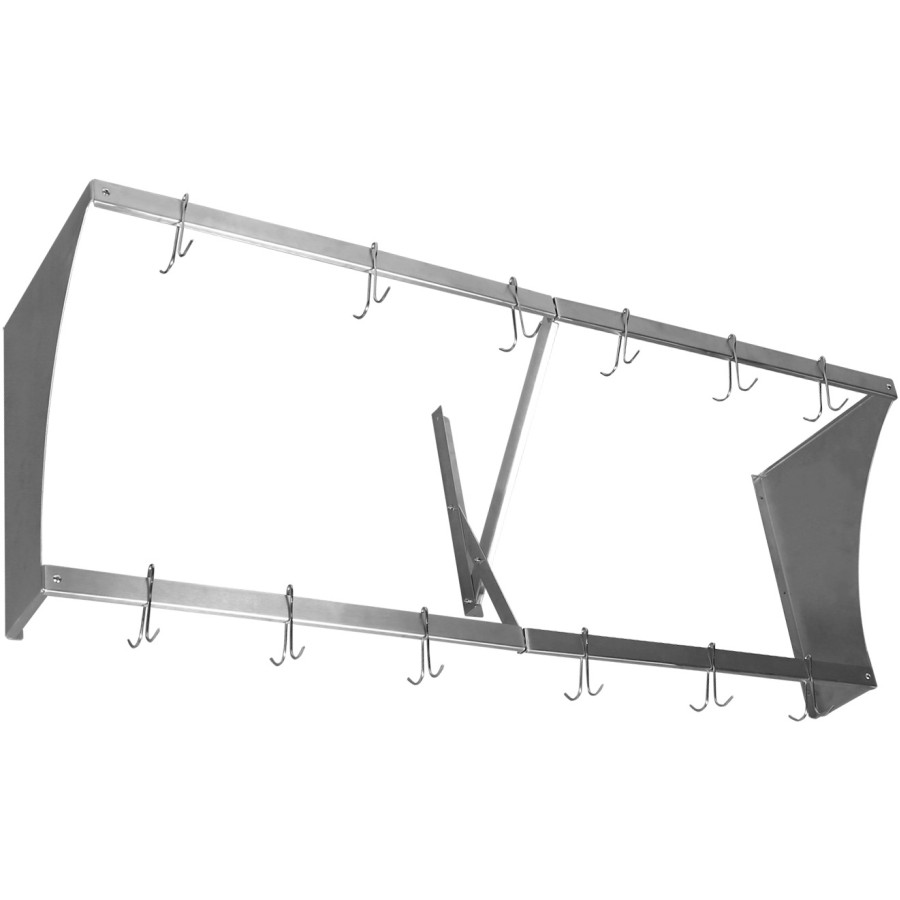 Væghylde med 12 kroge i rustfrit stål 1200x300x300mm | Adexa VMR1230