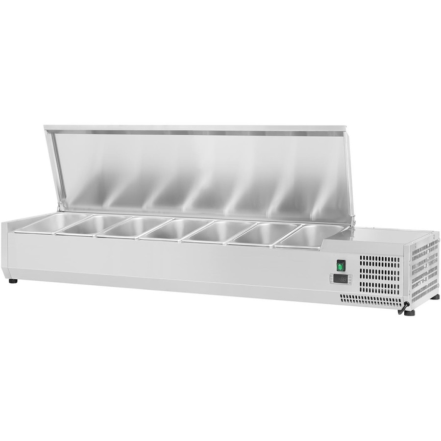 Kantinekøler/Kølerenne 1600mm 7xGN1/4 Dybde 330mm Rustfri låg | Adexa EA16
