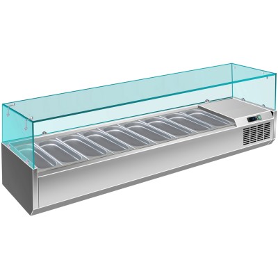 Kantinekøler/Kølerenne 1600mm 7xGN1/3 Dybde380mm Glas top | Adexa GT516
