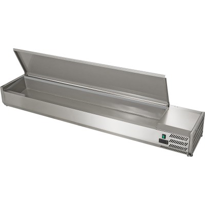 Kølebord / Serveringsdisk Top 1800mm 8xGN1/3 Dybde 380mm Rustfri stållåg | Adexa VRX1800380SS