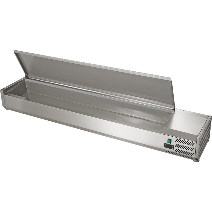 Kølebord / Serveringsdisk Top 2000mm 9xGN1/3 Dybde 380mm Rustfri stållåg | Adexa VRX2000380SS