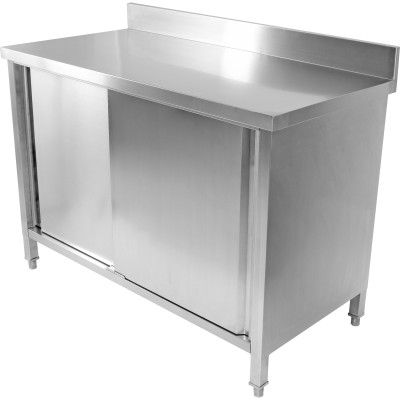 Arbejdsskab 2 skydedøre Rustfrit stål 1400x700x850mm kant | Adexa VTC147SLB