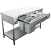 Arbejdsbord i rustfrit stål 3 skuffer Underhylde 1800x700x900mm | Adexa W218180703D