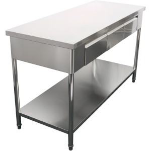 Arbejdsbord i rustfrit stål 3 skuffer Underhylde 1500x600x900mm | Adexa W218150603D
