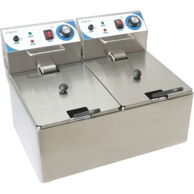 Professionel elektrisk friture 10 + 10 litres 3kW | Adexa WH122A