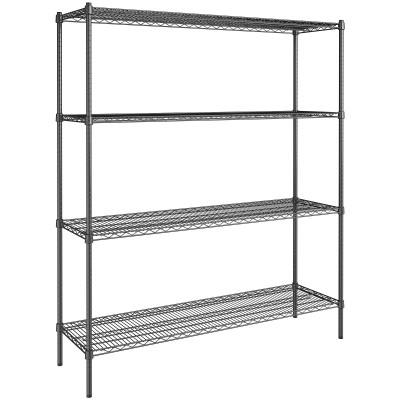 Reolsystem 4 hylder 1500x450x1800mm Pulverlakeret stål Sort | Adexa WH15045180A4