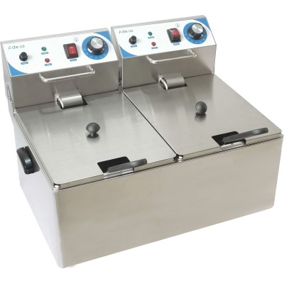 Professionel elektrisk friture 12 + 12 litres 3kW | Adexa WH162A