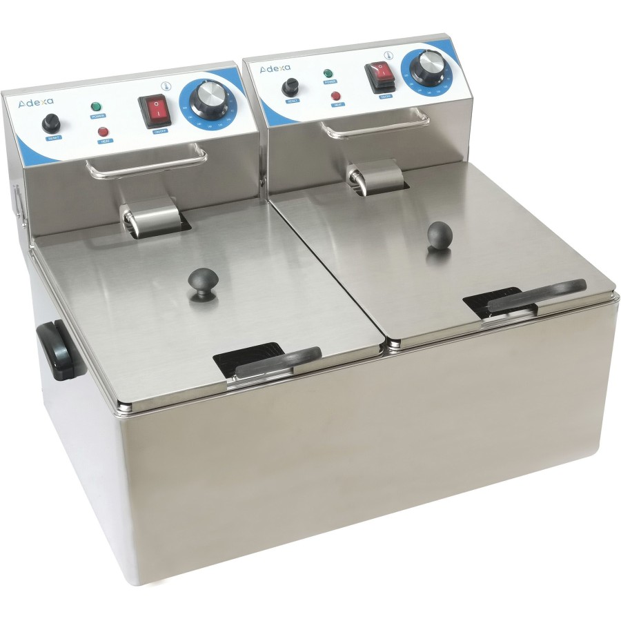 Professionel elektrisk friture 12 + 12 litres 3kW | Adexa WH162A