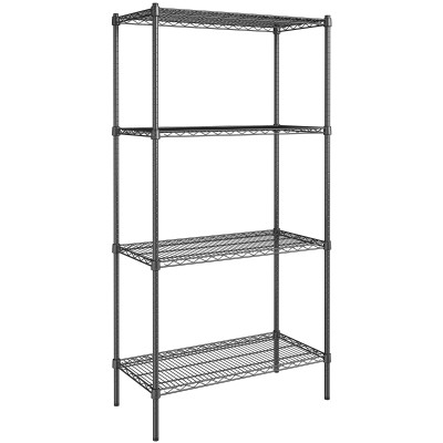 Reolsystem 4 hylder 900x450x1800mm Pulverlakeret stål Sort | Adexa WH9045180A4