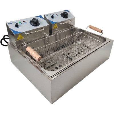 Professionel Friture dobbelt 14 liter 2,5+2,5kW elektrisk bænkmodel | Adexa WHCD171