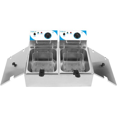 Professionel friture dobbelt 8+8 liter 2,5+2,5kW elektrisk bænkmodel | Adexa WHCDFD