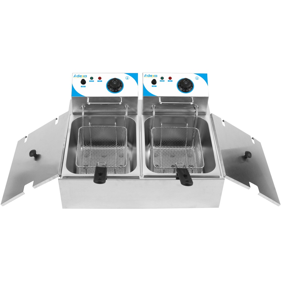 Professionel friture dobbelt 8+8 liter 2,5+2,5kW elektrisk bænkmodel | Adexa WHCDFD