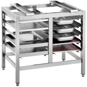 Justerbart ovnstativ i rustfrit stål med stige til 10 x 600x400 mm og GN1/1-kantiner 980x700x745 mm | Adexa WHDR5T