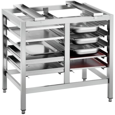 Justerbart ovnstativ i rustfrit stål med stige til 10 x 600x400 mm og GN1/1-kantiner 980x700x745 mm | Adexa WHDR5T