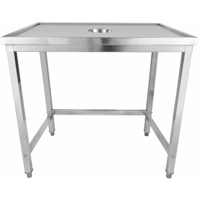 Arbejdsbord med affaldshul og forhøjede kanter i rustfrit stål 1200x600x900mm | Adexa WHDW12060