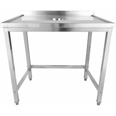 Arbejdsbord med affaldshul & forhøjede kanter & bagkant i rustfrit stål 1200x600x900mm | Adexa WHDW12060B
