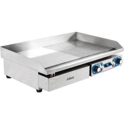 Professionel stegeplade med glat rist 2 zoner 728x393mm 4,4kW Elektrisk | Adexa WHEG820AFR
