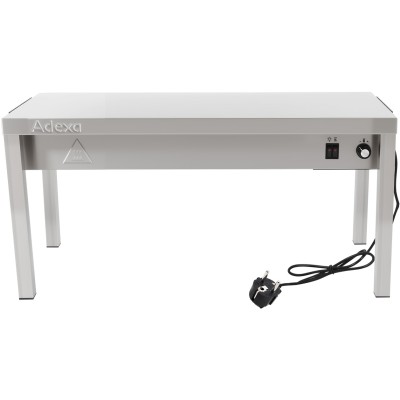 Tophylde/serveringshylde med varmeliste 1 niveau 1200x335x350mm rustfrit stål | Adexa WHESP1203435