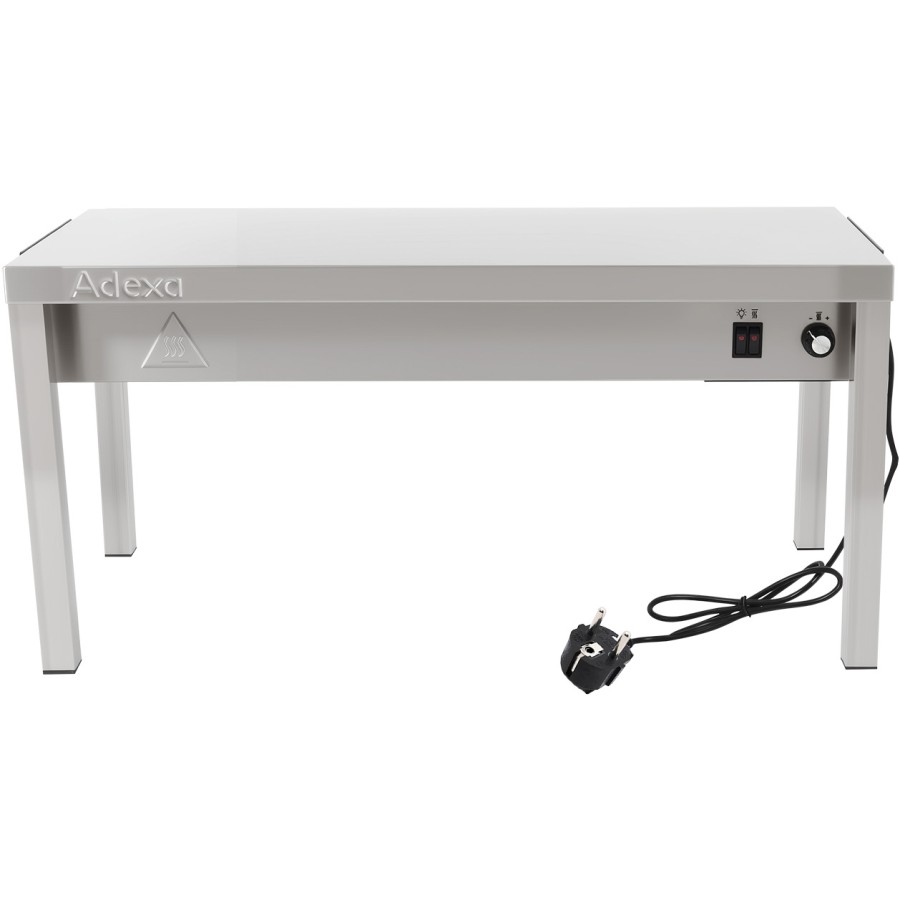Tophylde/serveringshylde med varmeliste 1 niveau 1200x335x350mm rustfrit stål | Adexa WHESP1203435