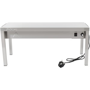Tophylde/serveringshylde med varmeliste 1 niveau 1500x335x350mm rustfrit stål | Adexa WHESP1503435