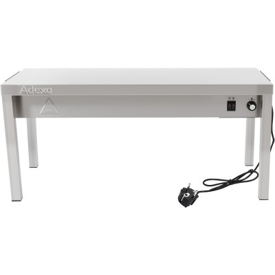 Tophylde/serveringshylde med varmeliste 1 niveau 1500x335x350mm rustfrit stål | Adexa WHESP1503435