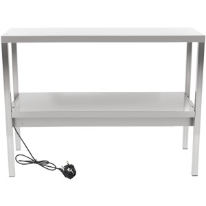 Tophylde / serveringshylde med varmeliste 2 niveauer 1500x335x700mm rustfrit stål | Adexa WHESP1503470