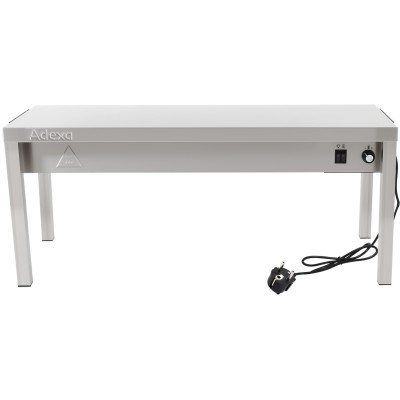 Tophylde/serveringshylde med varmeliste 1 niveau 1800x335x350mm rustfrit stål | Adexa WHESP1803435