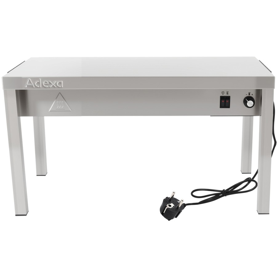 Tophylde/serveringshylde med varmeliste 1 niveau 900x335x350mm rustfrit stål | Adexa WHESP903435