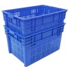 Opbevaringskasse i plast med ventilationshuller, stabelbar, 600 x 400 x 310 mm, blå | Adexa WHEU4631H