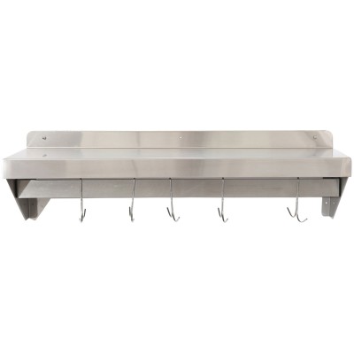Væghylde med 9 kroge Rustfrit stål 900x300x254mm | Adexa WHPR903025