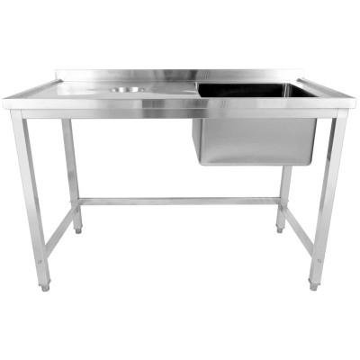 Vask med afløbshul i rustfrit stål 1000x700x900mm 1 afløb til højre Kant | Adexa WHSTD1070R