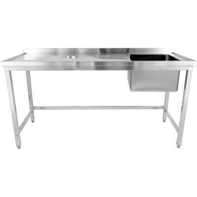 Vask med afløbshul i rustfrit stål 1800x700x900mm 1 afløb til højre Kant | Adexa WHSTD1870R
