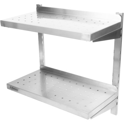 Væghylde Perforeret 2 hylder Rustfrit stål 600x300x600mm | Adexa WSWB30060P