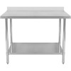 Arbejdsbord med underhylde og kant i rustfrit stål  800x700x900/1000mm | Adexa WT7080