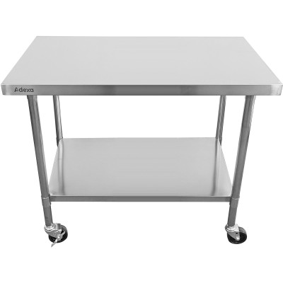Arbejdsbord med hjul og justerbare fødder underhylde i rustfrit stål 1000x600x850/930mm | Adexa WT60100CWO