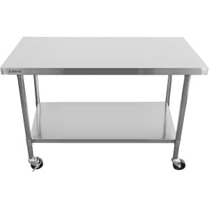 Arbejdsbord med hjul og justerbare fødder underhylde i rustfrit stål 1600x600x900mm | Adexa WT60160CWO