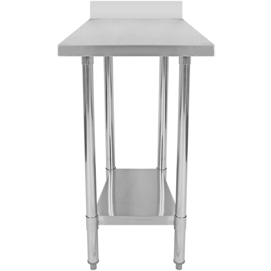 Arbejdsbord i rustfrit stål i to niveauer med kant 450x700x900mm | Adexa WT7045